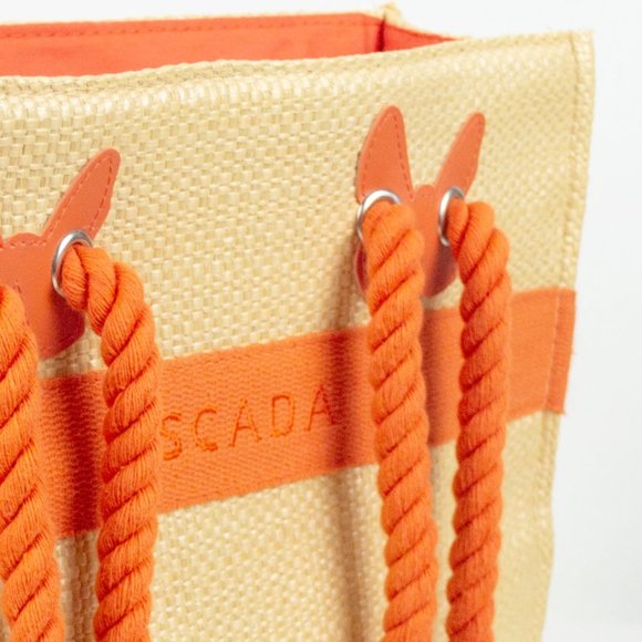 Escada Vintage Orange Raffia Tote 80s - Picture 9 of 10
